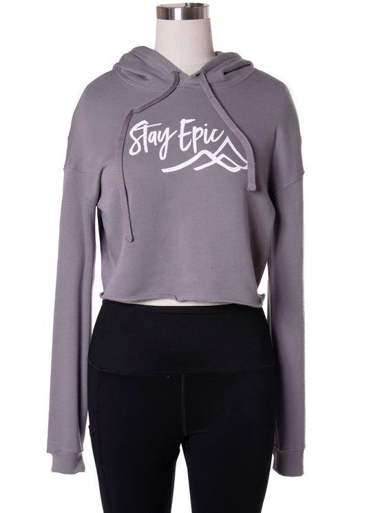 "Stay Epic" Cropped Haute Hoodie in Pebble Grey