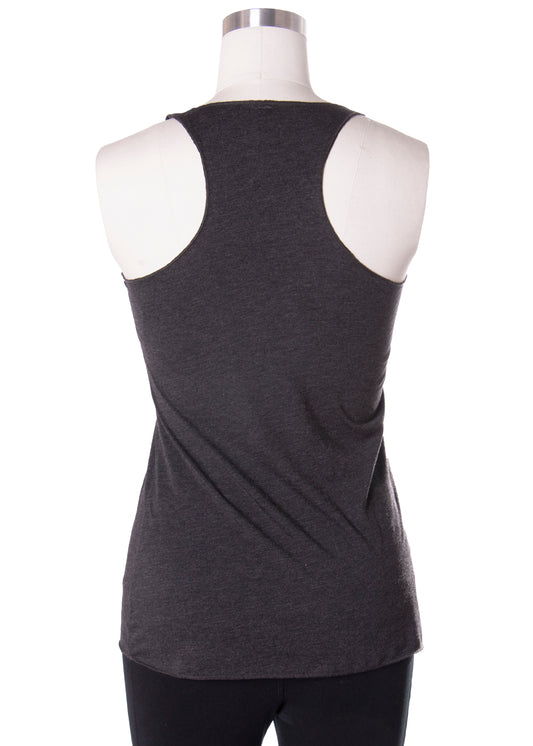 "Stay Epic" Racer Flow Tank in Heathered Charcoal